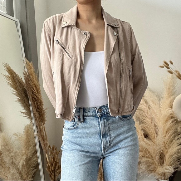 Abercrombie & Fitch Cropped Beige Cream Moto Utility Jacket - Picture 3 of 14